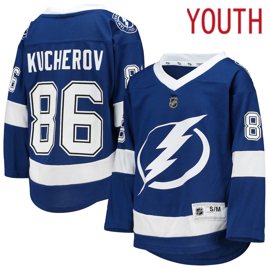 Youth Tampa Bay Lightning #86 Nikita Kucherov Blue Home Replica Player NHL Jersey->women nhl jersey->Women Jersey